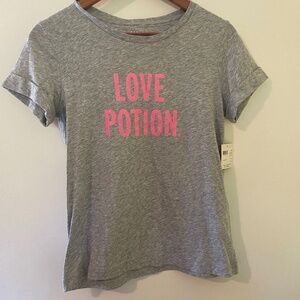 Kate Spade Gray Graphic T-Shirt NWT XS With Rolled Sleeves